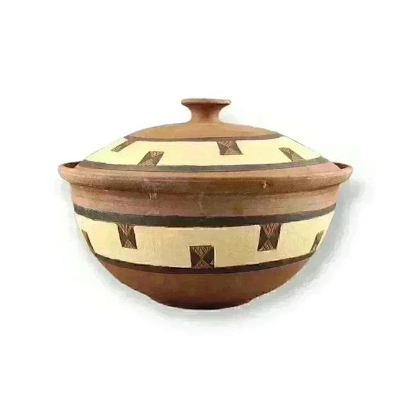 Hand Thrown Art Pottery Soup Tureen & Bowls Gabane, Botswana African Tribal Art - Picture 5 of 11